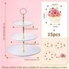3-Tier Cake Stand Fruit Plate Tray Round Cupcake Appetizer Display Cake Dessert Tower Serving Tray Ideal for Weddings Birthdays