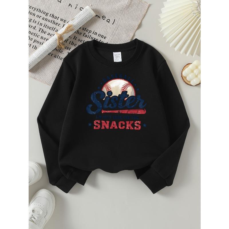 European sizes Girls' Long-Sleeve Round Neck Sweatshirt With Printed Design, Casual And Versatile For Everyday Wear, Commuting, Vacation, And Sports.