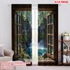 2D platt tryck 2 st Gardin skog 3 Mörkläggande Polyester Vårfest- & Högtidsdekor Använd för Vardagsrum, Utomhusdekor