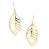 Les Trésors De Lily [L5307] - White Gold 'Gold Leaf' Gold Plated Earrings - 35x15 Mm