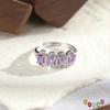 Natural Crystal Stone Row Ring S925 Sterling Silver Ring Women's Adjustable European and American High-end Light Luxury Jewelry Fashion Jewelry Gifts