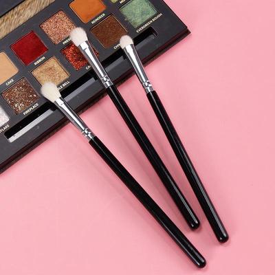 3-Piece Fine Goat Hair Eyeshadow Brush Set - Portable Animal Hair Makeup Brushes for Eye Beauty