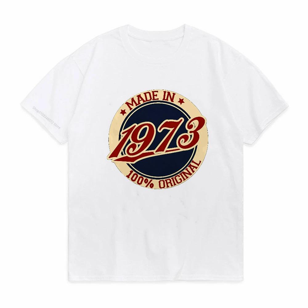 Made in 1973 Print tees summer Breathable Short Sleeve T Shirt Man Sportwear Racing Football Tee Vintage Casual ONeck t shirt