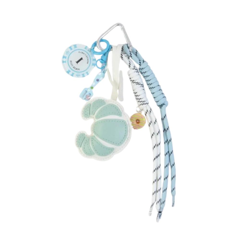 Chaveiro Croissant de Couro com Corda Trançada DIY Decoração de Bolsa Anti-Perda Pingente de Bolsa de Chifre Feminina Bijuteria Artesanal