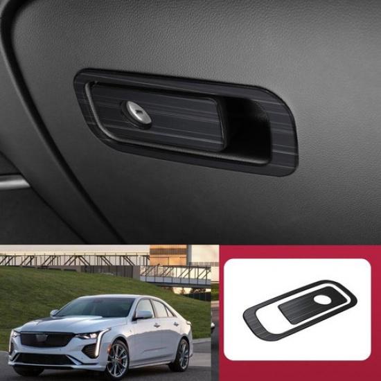 Black Steel Co-Pilot Storage Box Handle Trim For Cadillac CT4-V CT4 2020-2025