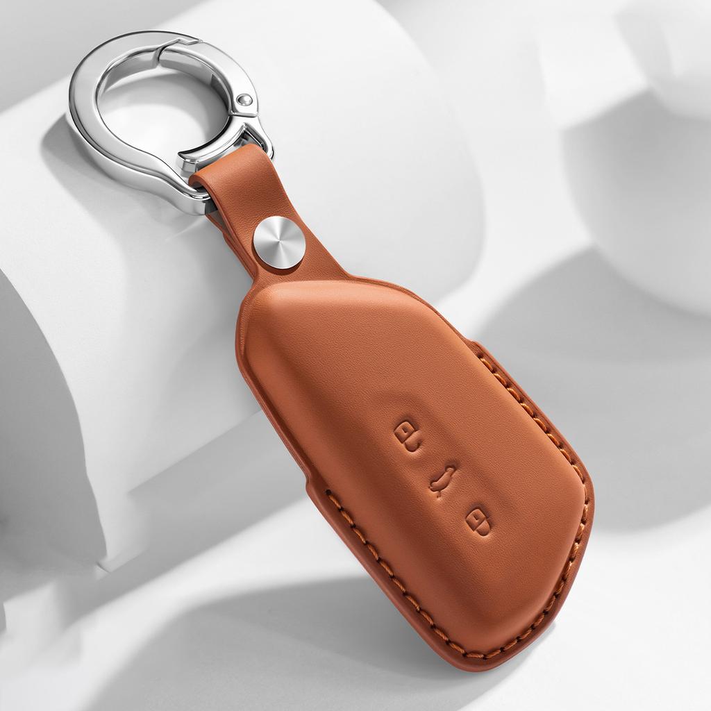 Leather Car Remote Key Cover Case Holder Shell for Volkswagen 16 New Sagitar Teramont Passat Tiguan L Pro ID.3 ID4X ID6X Golf 8