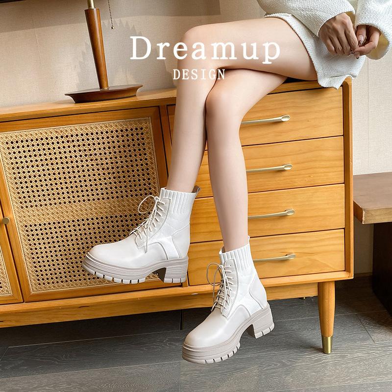 

Round head fly-woven Martin boots inner height increase winter thick sole thick heel strap small short boots temperament women s thin boots 33 33 чорний