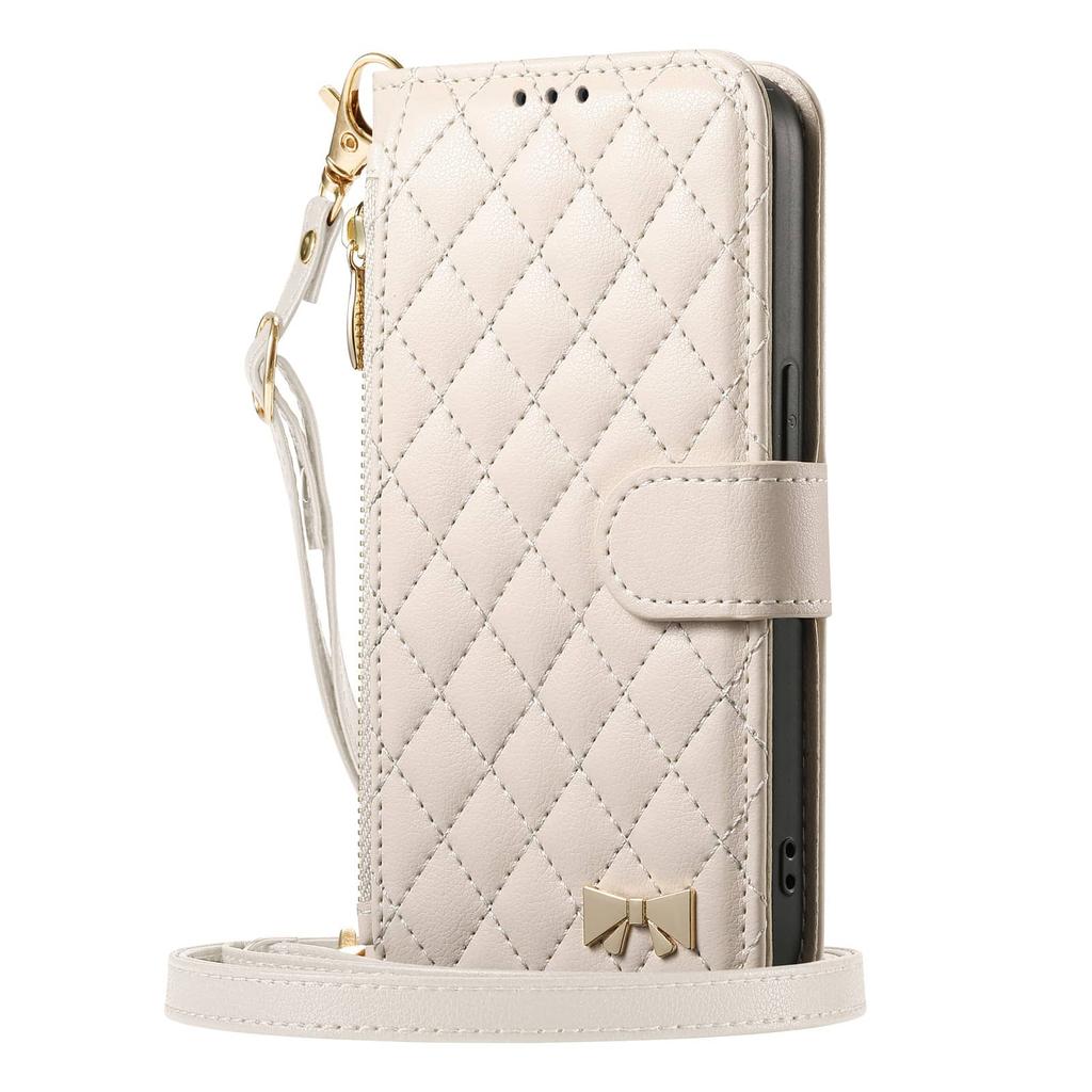 For Samsung Galaxy A57 A56 5G A54 A53 A52 A51 A71 4G A50 A30S Crossbody Wallet Case, Quilted Zip Pocket Card Holder Flip Cover