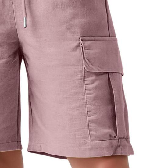 Women Cargo Shorts Drawstring Design High Waisted Loose Fit Hiking Shorts with Functional Deep Pockets Outdoor Activities Casual