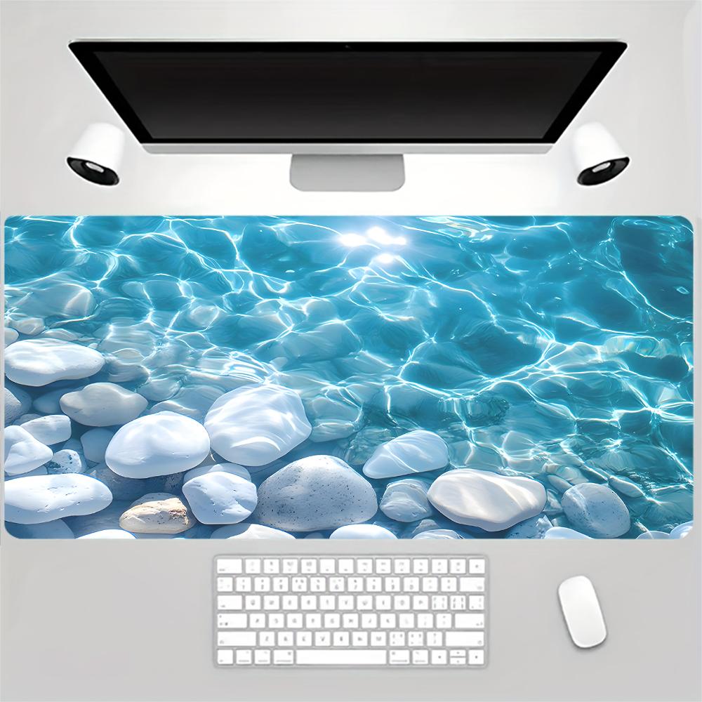 Large Gaming Mouse Pad,artistic Pattern of Sunlight Shining On Sea Water,rubber Non-slip Table Pad,perfect for Office and Gamers