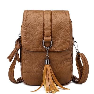 Vintage Püskül Crossbody Çanta Kadınlar Için PU Deri omuzdan askili çanta Telefon Çanta Moda Küçük Kare Çanta Mini askılı çanta