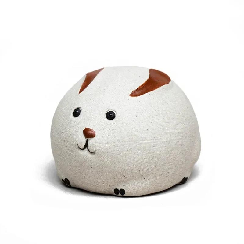 

Yixing Purple Clay Tea Pet Zodiac Rabbit Statue Tea Carving Crafts Handmade Purple Clay Tea Set Ornament 6x5.2x4cm