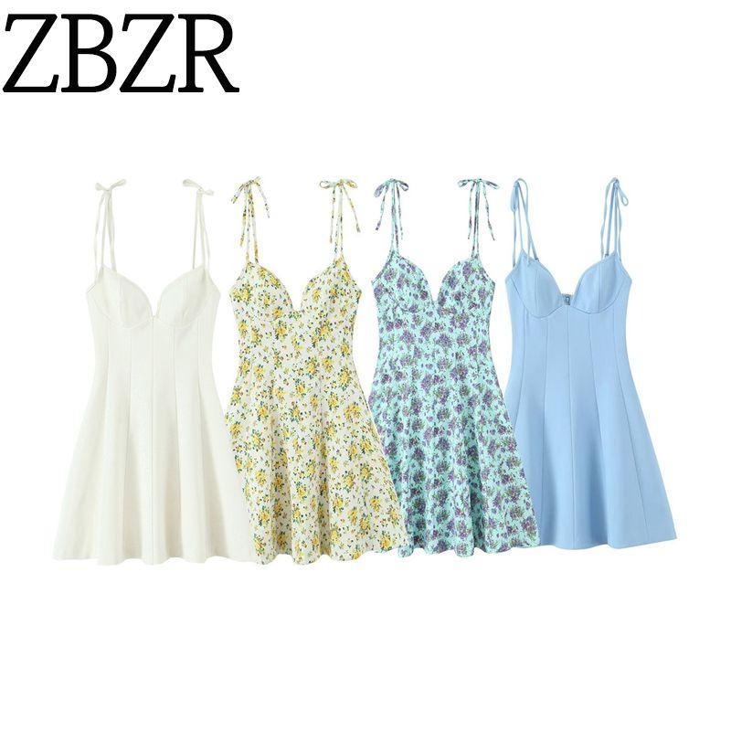 Zbzr Spring New Women Clothes Western Style Fashion Bowknot Decoration Sling Short Dress 2888777 400
