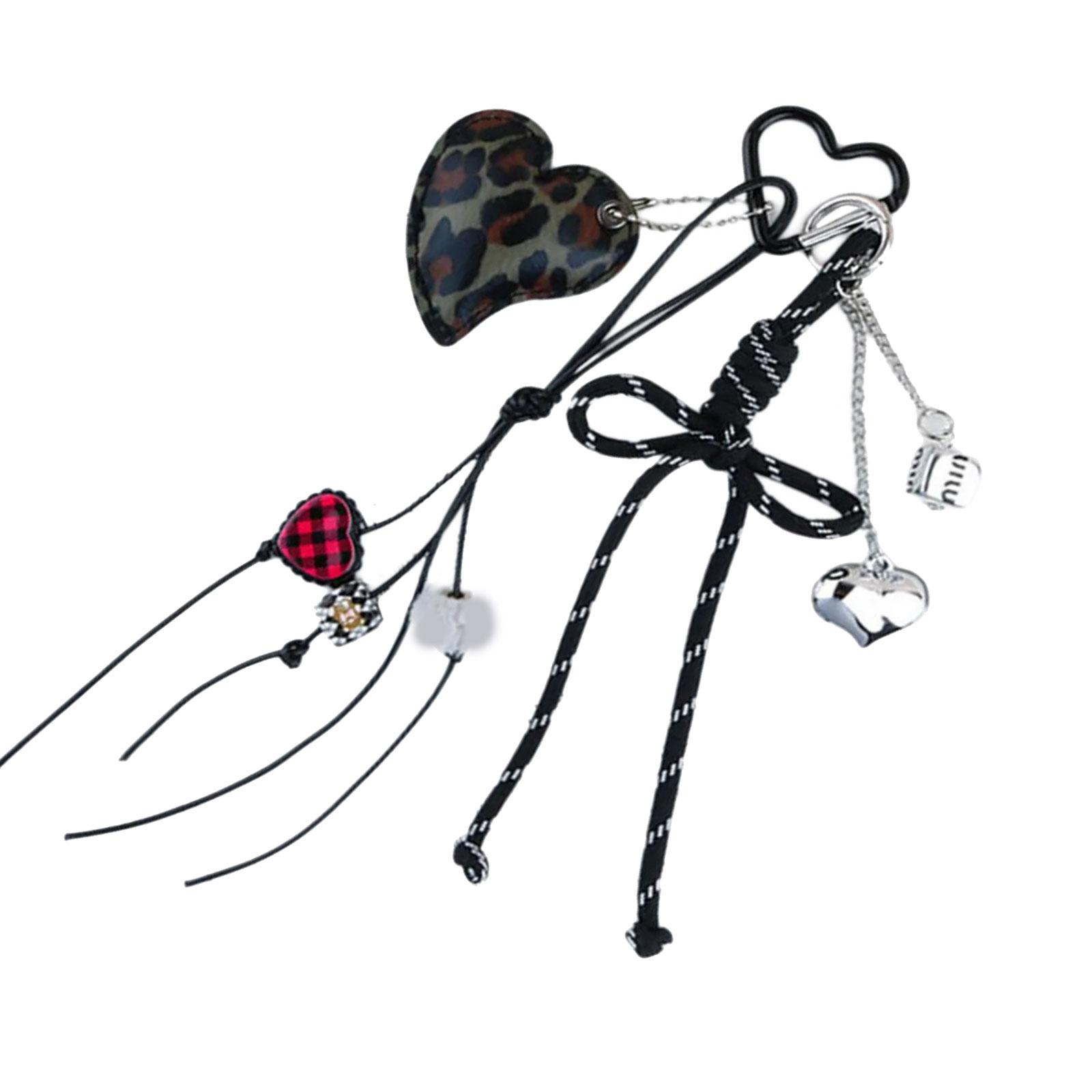 

PU Bows Heart Keychain Charm Elegant Bag Accessory Gift For Women Girls Lightweight Bag Pendant For Purse Keys Phone T3