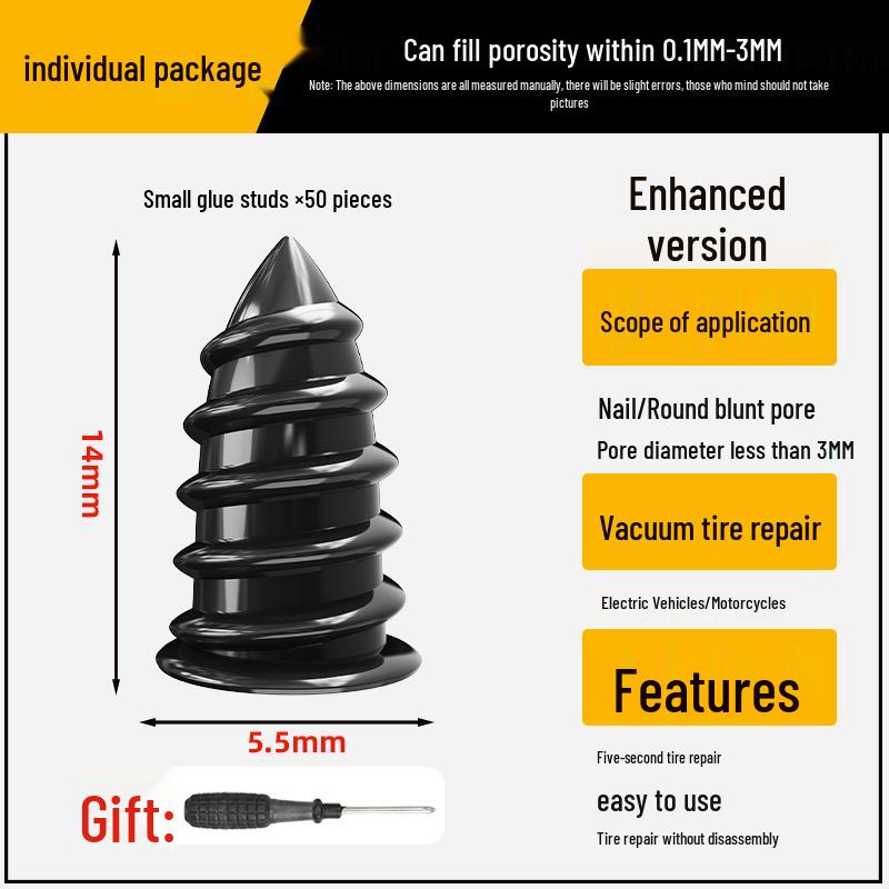 Universal Quick Repair Rubber Nails for Electric Car, Motorcycle, and Tricycle Tires - Non-Destructive and Vacuum-Compatible.