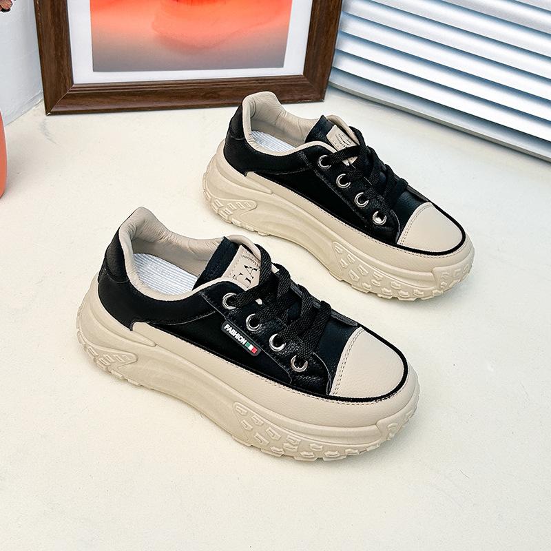 Daddy Shoes Women's 2024 Spring New Korean Version Versatile Student Thick Baseplate Shoes Women's Casual Shoes Breathable Women's Shoes Q017