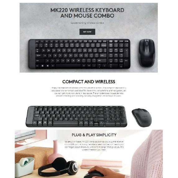 Logitech MK220 Wireless Keyboard and Mouse | Logitech Wireless Keyboard & Wireless Mouse Combo | Wireless Mouse and Wireless Keyboard | keyboard and