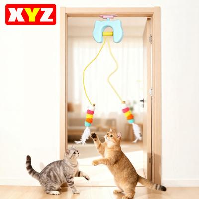 New Type Of Electric Cat Toy with 2 Ropes Smart Hanging Door Auto Swing Feather Toy A Self-entertainment And Cat-teasing Wonder