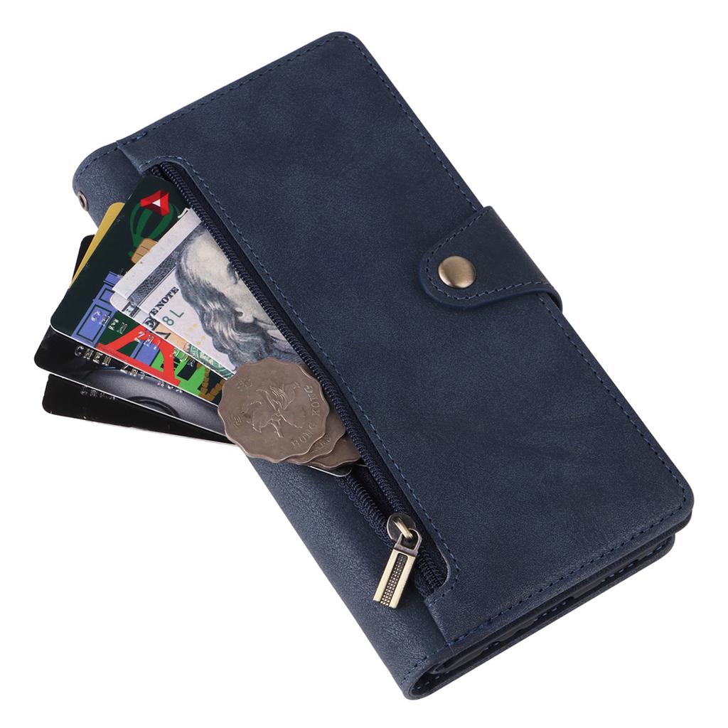 For Samsung Galaxy A55 5G Zipper Wallet Case Rivet Decor Leather Flip Phone Cover