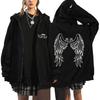 2022 Cross-border Women's Zipper Sweater Angel Wings Printed Hoodie European and American Street Tide Casual Hoodie