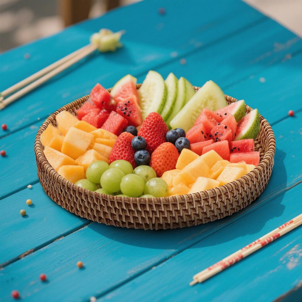 Round Rattan Serving Tray For Dinner Parties And Decor,Fruit Basket Rattan Coffee Table Fruit Plate