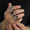 Salircon 6Pcs/set Gothic Snake Open Rings for Men Punk Creative Irregular Stars Adjustable Finger Ring Jewelry Halloween Gifts
