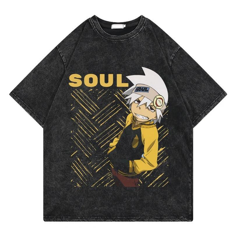 

Classic Magical Anime Soul Eater Graphic Print Tshirt Unisex Women Vintage Washed Cotton Summer Tee Harajuku Gothic Oversized Tops 2XL