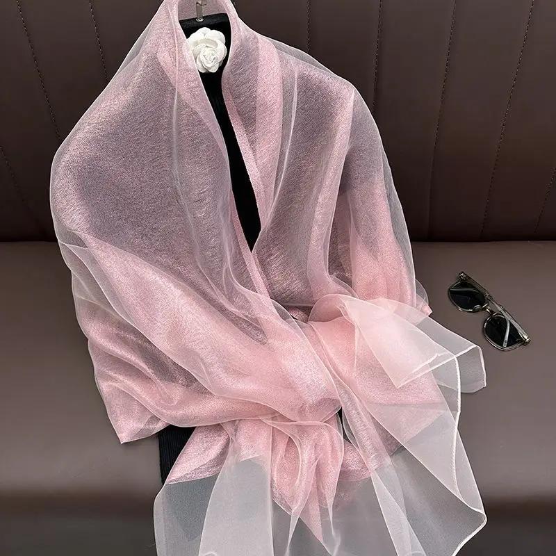 Autumn And Winter New Simulation Silk Double Layer Scarf Shawl Elegant And Elegant Temperament Mom'S Women'S Long