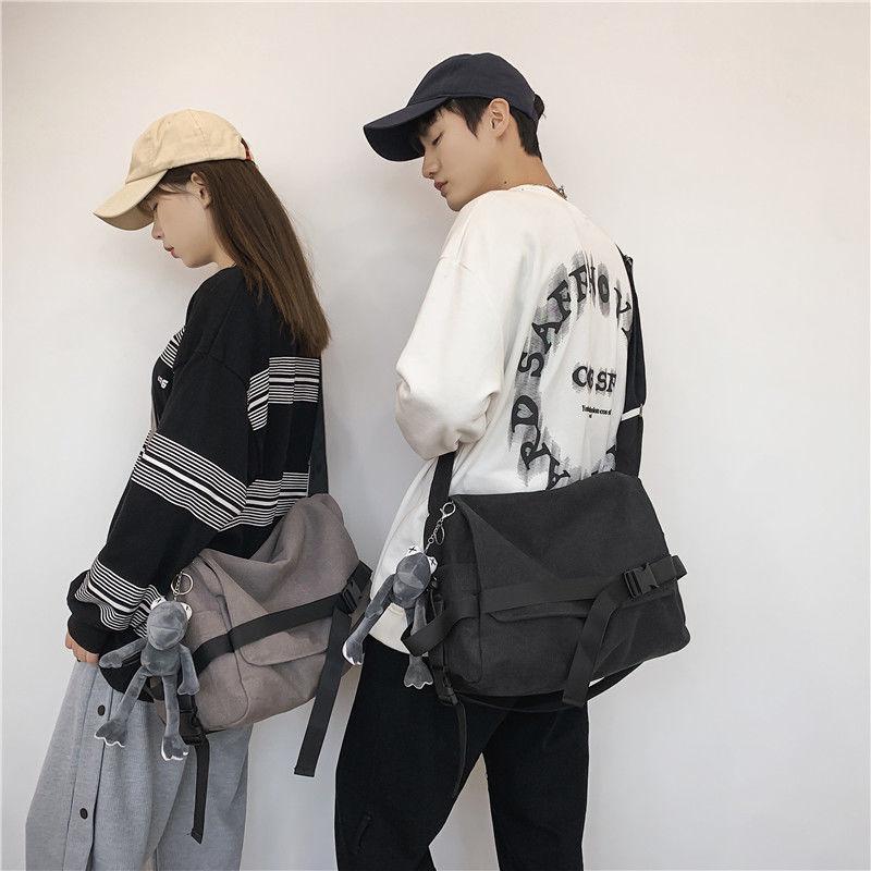 Sac messager en toile pour femmes, sacs à main de grande capacité, sac à bandoulière pour jeunes filles, sacs d'école pour étudiants, sacs à bandoulière tendance pour hommes