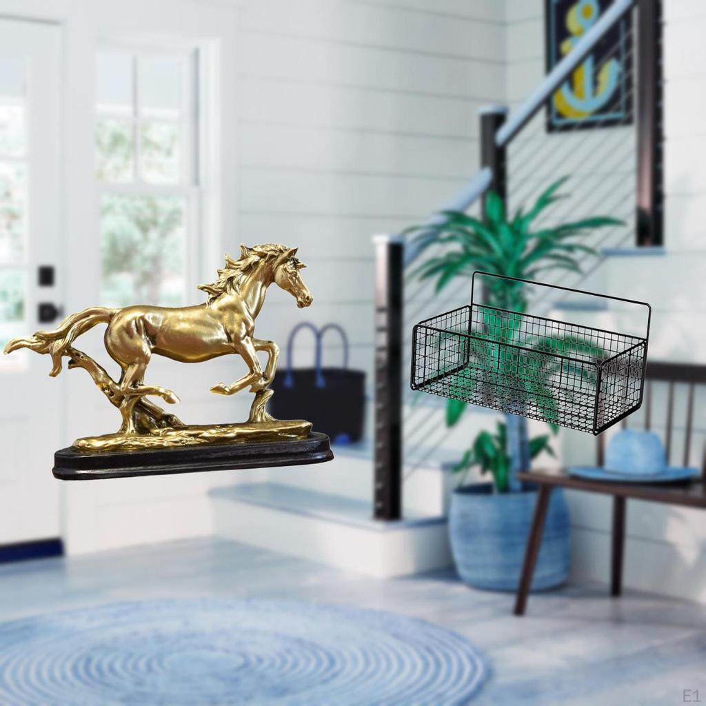 Sculpture Figurine Artwork Horse Statue Desk Decoration Wall Hanging Baskets Metal Wire Storage
