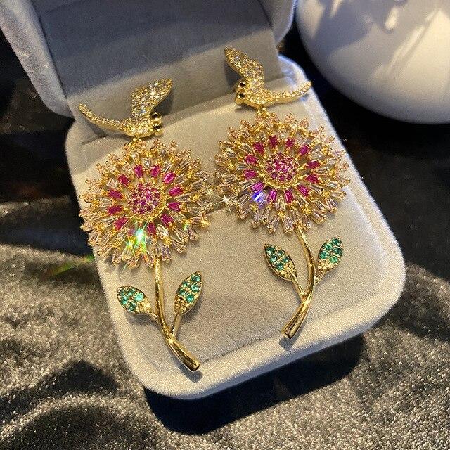 

Роскошные висячие серьги из серебра 925 пробы с иглами, блестящие серьги-бабочки принцессы с кубическим цирконием, нежные банкетные украшения для женщин розовый