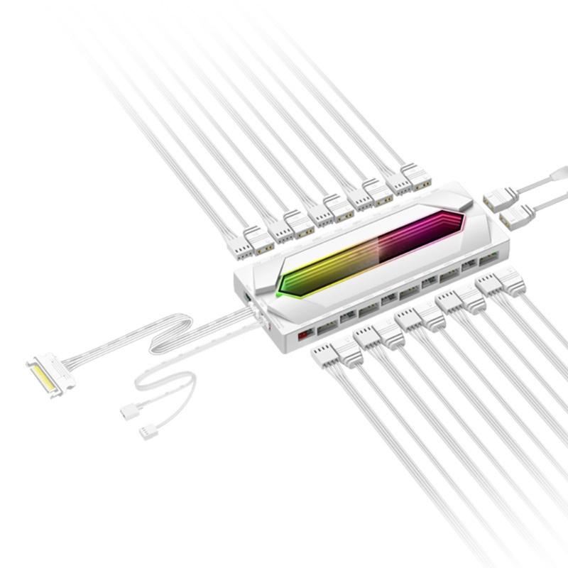 ARGB Controller PWM Cooling Fan Hub with Power Supply Cable ARGB Splitter PWM ARGB Hub Splitter for Motherboards