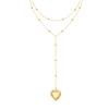 Women's Heart Locket Lariet Necklace, Adjustable Y-Shape Openable Pendant, Stainless Steel Gold Long Chain Fashion Jewelry