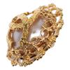 CHANEL 2 9 Vintage CC Logos Faux Baroque Pearl Lava Earring goldUsed