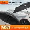 Autoaufkleber Tesla Auto Faltbarer Regenschirm Tragbarer Automatischer Sonnenschutz Für Tesla Emblem Model S Model X Model 3 Roadster Cybertuck A