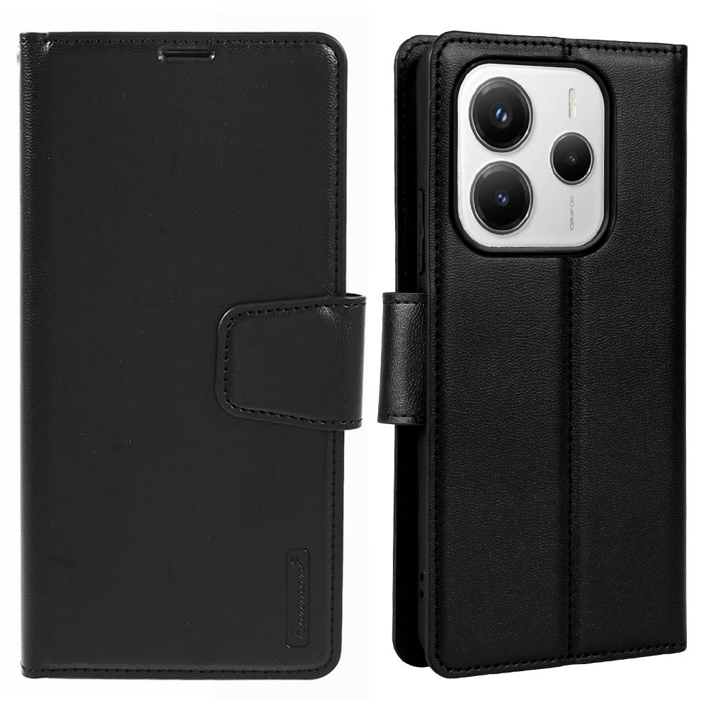 

HANMAN Mill Series for Xiaomi Redmi Note 14 4G (164.84mm) Case Wallet Stand PU Leather Phone Cover Black
