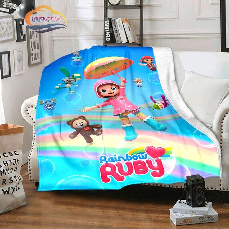 3D-tekenfilmserie Rainbow Ruby Kinderdeken Lulu en beer schattige deken Intelligentie en avontuur deken Animatie deken