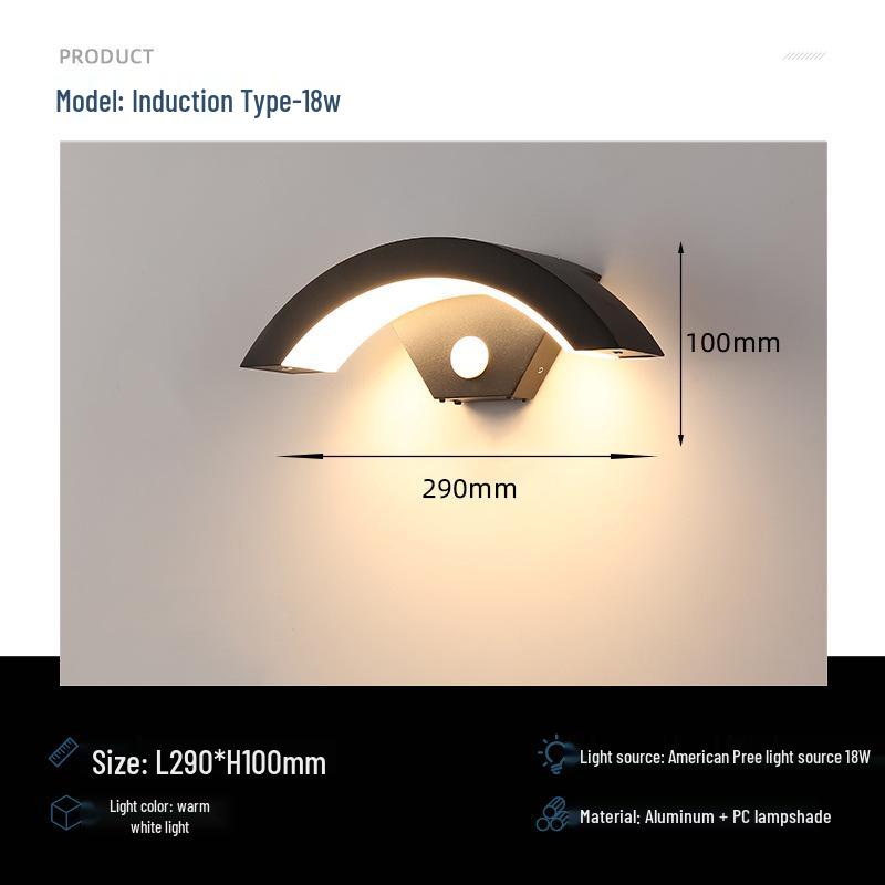 Waterproof Modern Minimalist Wall Light with Motion Sensor for Outdoor Stair and Villa Entrances