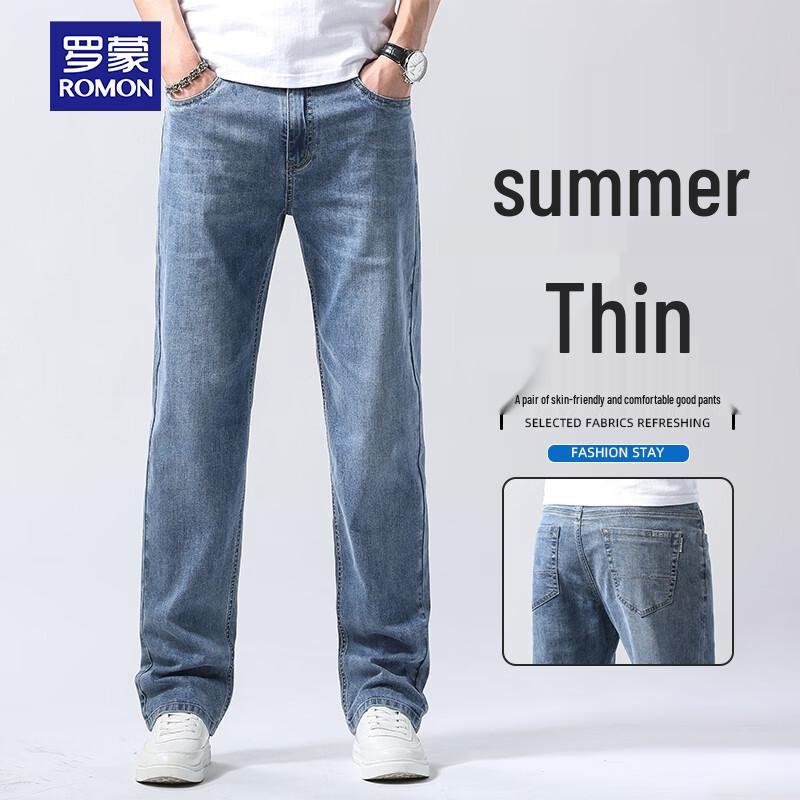 ROMON Men s Summer Loose Fit Breathable Ice-Cool Jeans 29