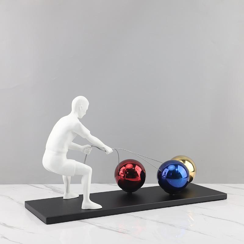 Kreative Metall-Rallye-Kugel-Skulptur Handwerk, Moderne Abstrakte Kunstfigur Dekoration Ornamente, Haus- und Wohnzimmerdekoration