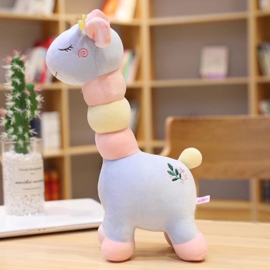 Cute Colorful Giraffe Plush Toy Soft Fluffy PP Cotton Stuffed Animal Plushie Kids Comfort Doll Home Decoration Girlfriend Birthday Gift