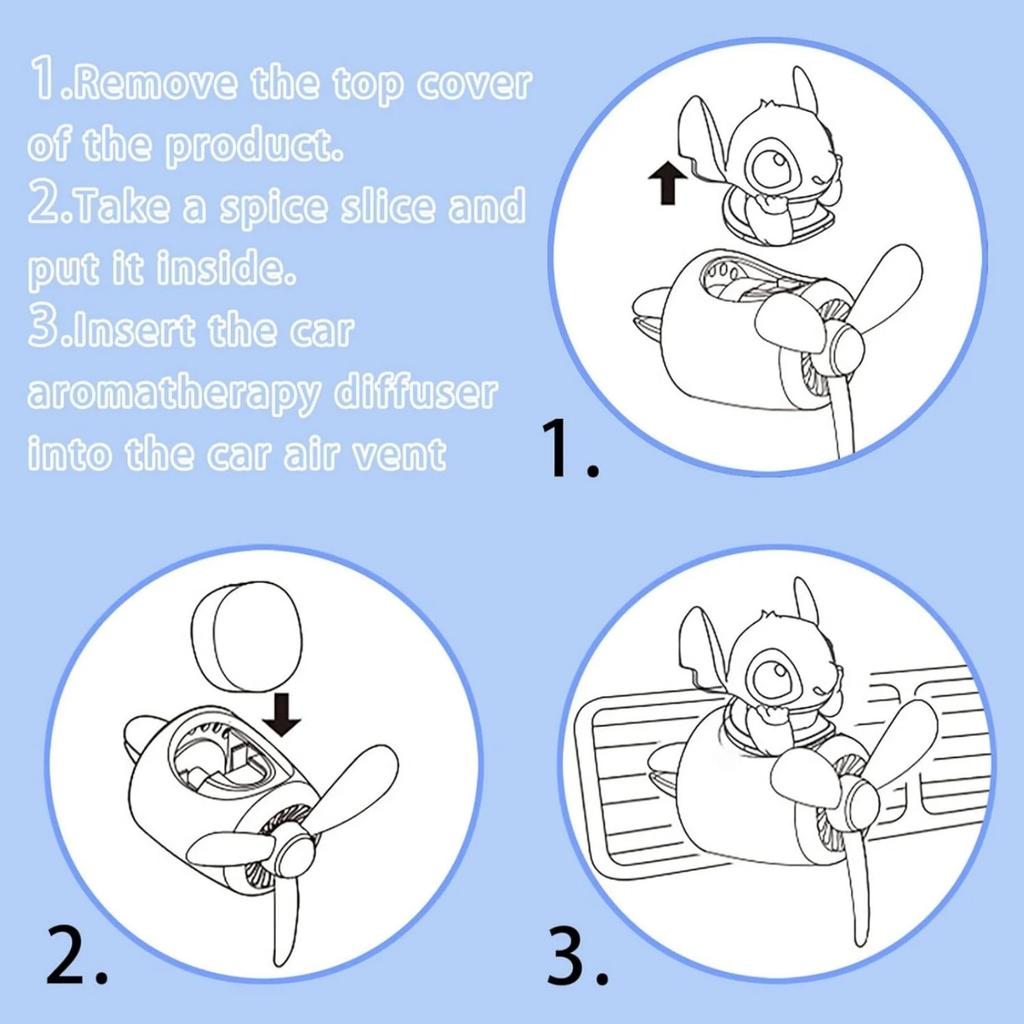 Freshener - Cartoon Car Diffuser - Car Fan Creative Car Perfume Decoration Accessories With 2 Scents