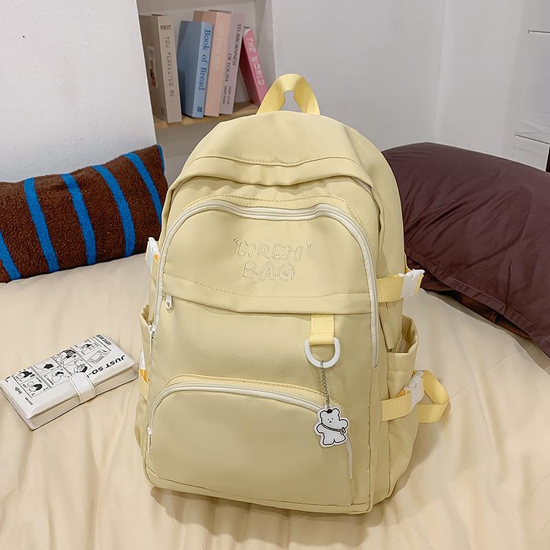 Letter Embroidered Backpack Contrast Color Student Schoolbag Female Campus Backpack