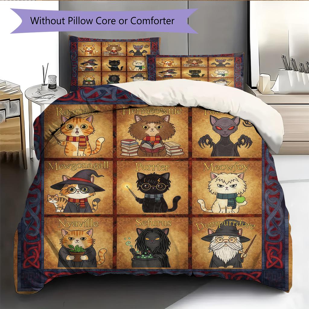 Cartoon Pattern Bedding Quilt Set Quilt Cover Pillowcase Home Decoration Birthday Gift (1 * duvet cover + 2 * pillowcase, without core)