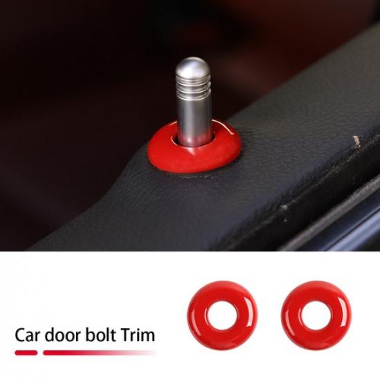2x Innen Türschloss Riegel Ring Verkleidung für Dodge Challenger 2014+ Zubehör Rot