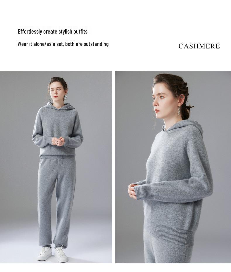 2025 Women’s Solid Color Hooded Cashmere Knit Sweater - Loose Fit for Autumn/Winter
