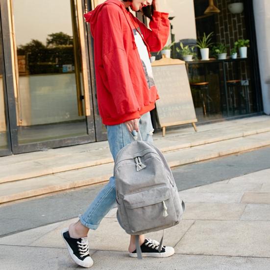 Jednobarevný manšestrový batoh proti krádeži, tréninkový batoh s nastavitelnými popruhy, velkokapacitní unisex školní taška na cestování, kempování, do práce, do posilovny