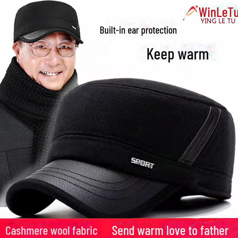 Men's Winter Ear Protection Wool Flat Cap