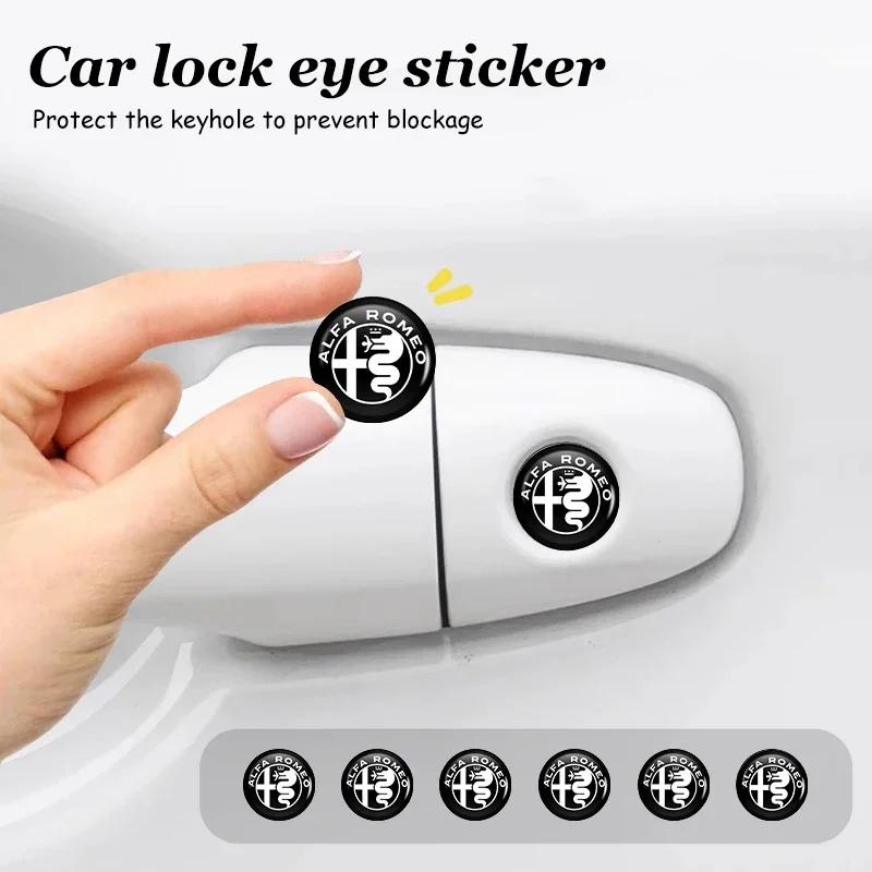 ULXMV1 8pcs Car Door Keyhole Protection Sticker Decoration Accessories For Alfa Romeo 159 Giulietta 156 147 Giulia Mito GT Stelvio