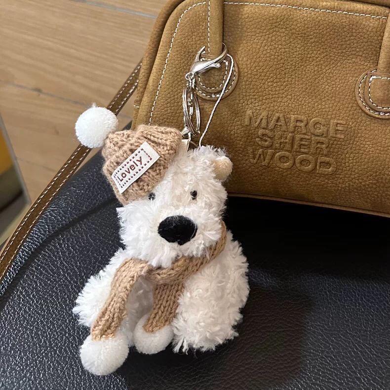 West Highland Plüsch Welpen Anhänger Schlüsselanhänger - Niedlicher Flauschiger Puppen Charme Accessoire Geschenk